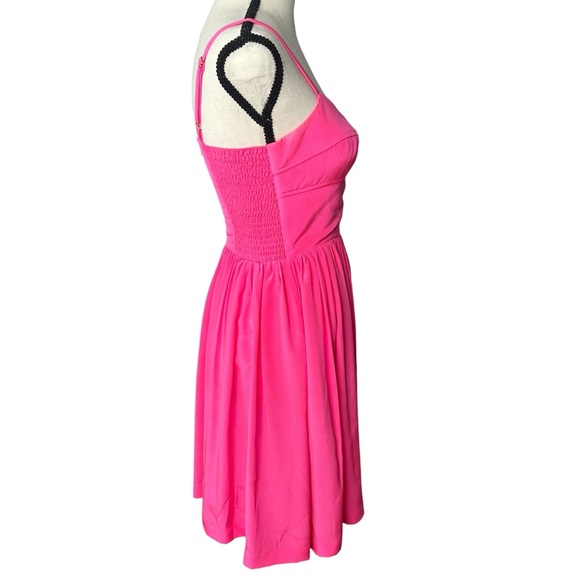 Amanda Uprichard Silk Champagne Mini Cocktail Dress in Hot Pink Size Small - Picture 6 of 15
